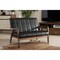 Baxton Studio Nikko Mid-century Black Faux Leather Wooden 2-Seater Loveseat 121-6746 - alternate 2